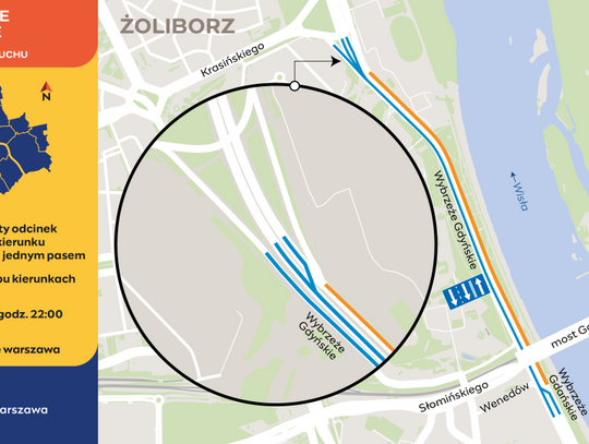 Rusza remont Wisłostrady przy Cytadeli. Utrudnienia potrwają do końca wakacji