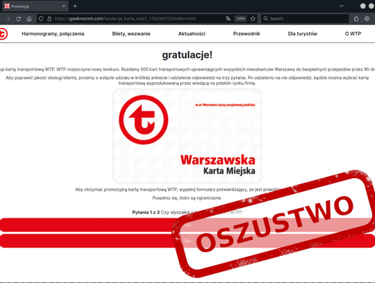 Uwaga na fałszywe oferty wygrania bezpłatnej karty miejskiej