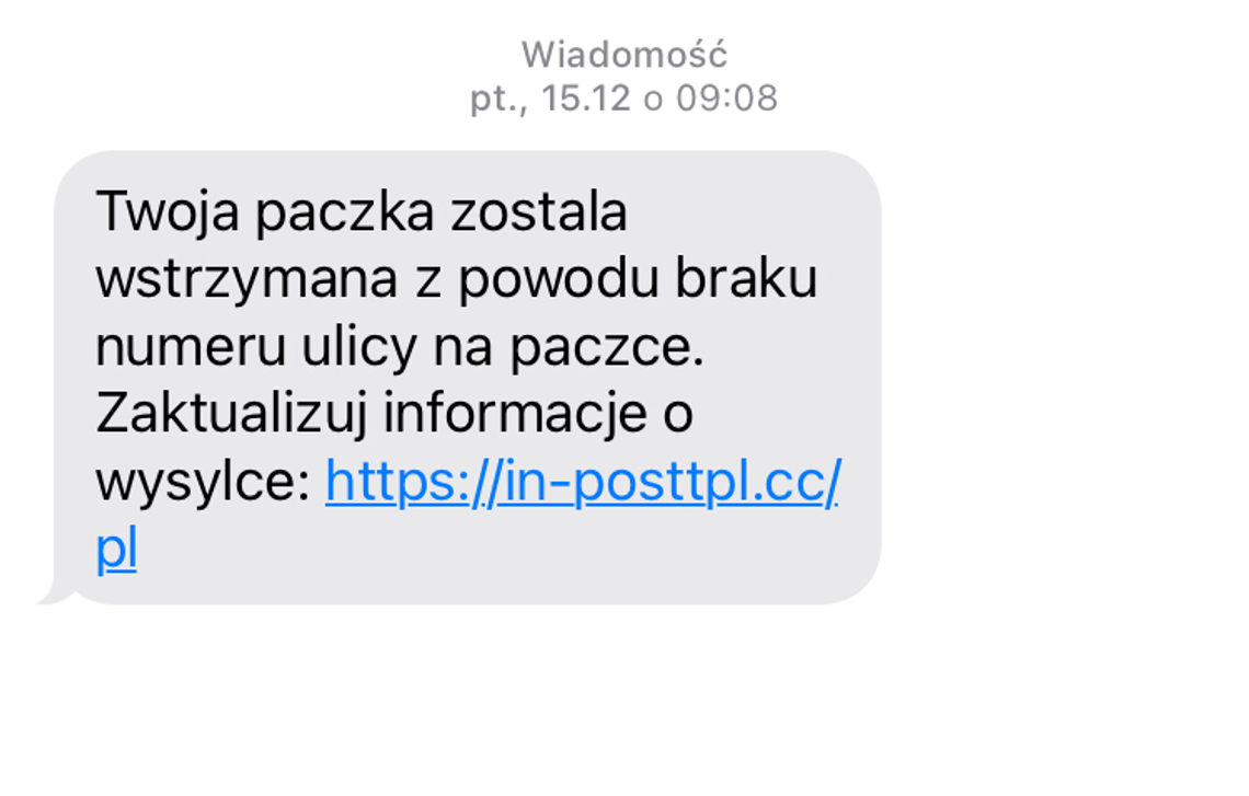 Oczekujesz na przesyłkę? Uważaj na wiadomość o wstrzymaniu paczki!