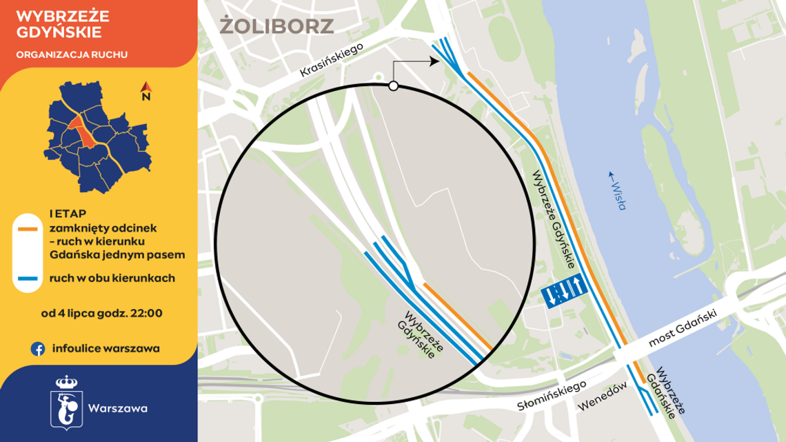 Rusza remont Wisłostrady przy Cytadeli. Utrudnienia potrwają do końca wakacji