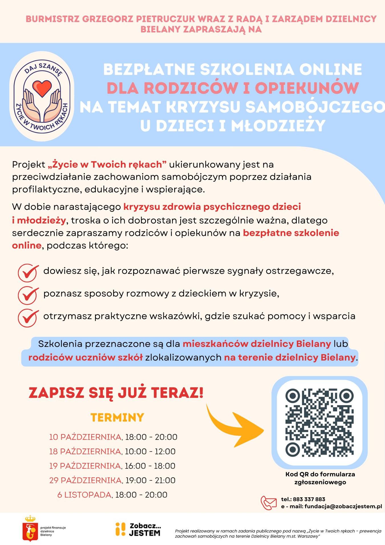 „Życie w Twoich rękach” – bezpłatne warsztaty online dla rodziców i opiekunów