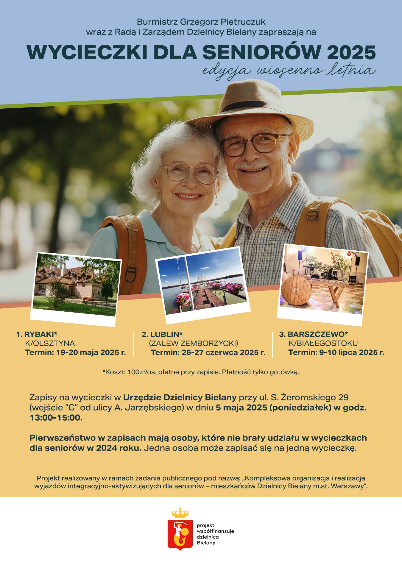 Organizatorzy zapraszają seniorów mieszkających w dzielnicy Bielany do uczestnictwa w wycieczkach integracyjno-aktywizujących.